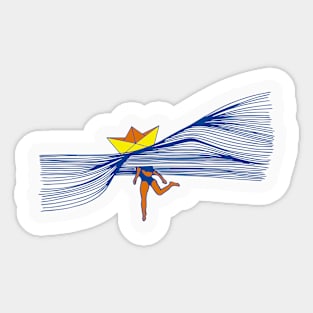 swimm boat on my head Sticker